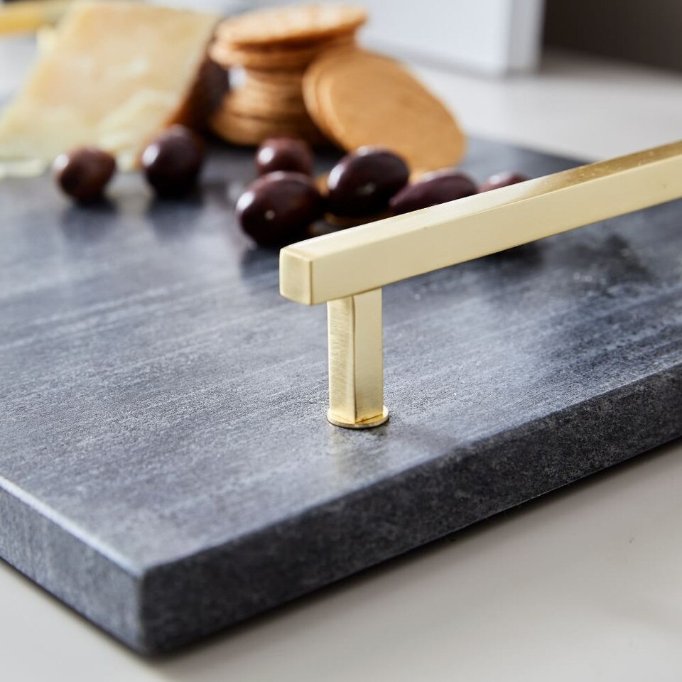 Brass & Black Marble Cheese Boards West Elm UK